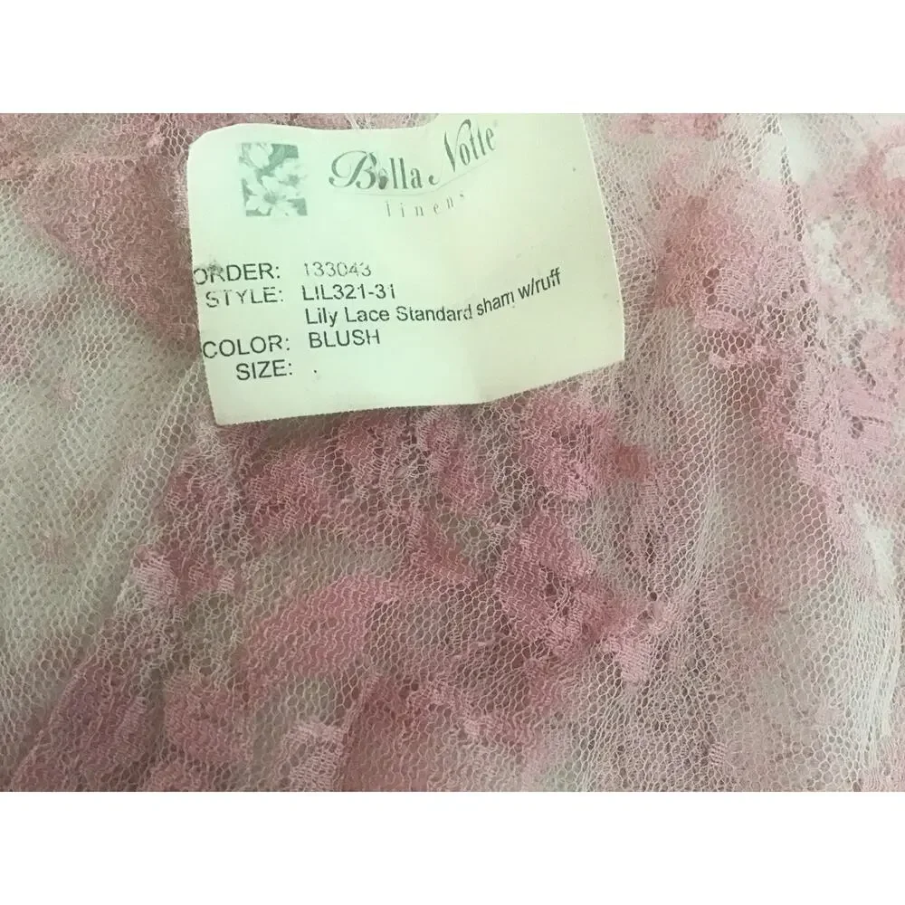Bella Notte Lily Lace RARE Blush Pink ruffle Standard Queen Pillow Sham NWT